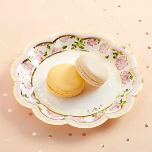 Tea Time Whimsy 7" Paper Plates Pink Set of 16
