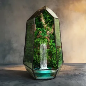 Terrarium with waterfall Preserved moss art