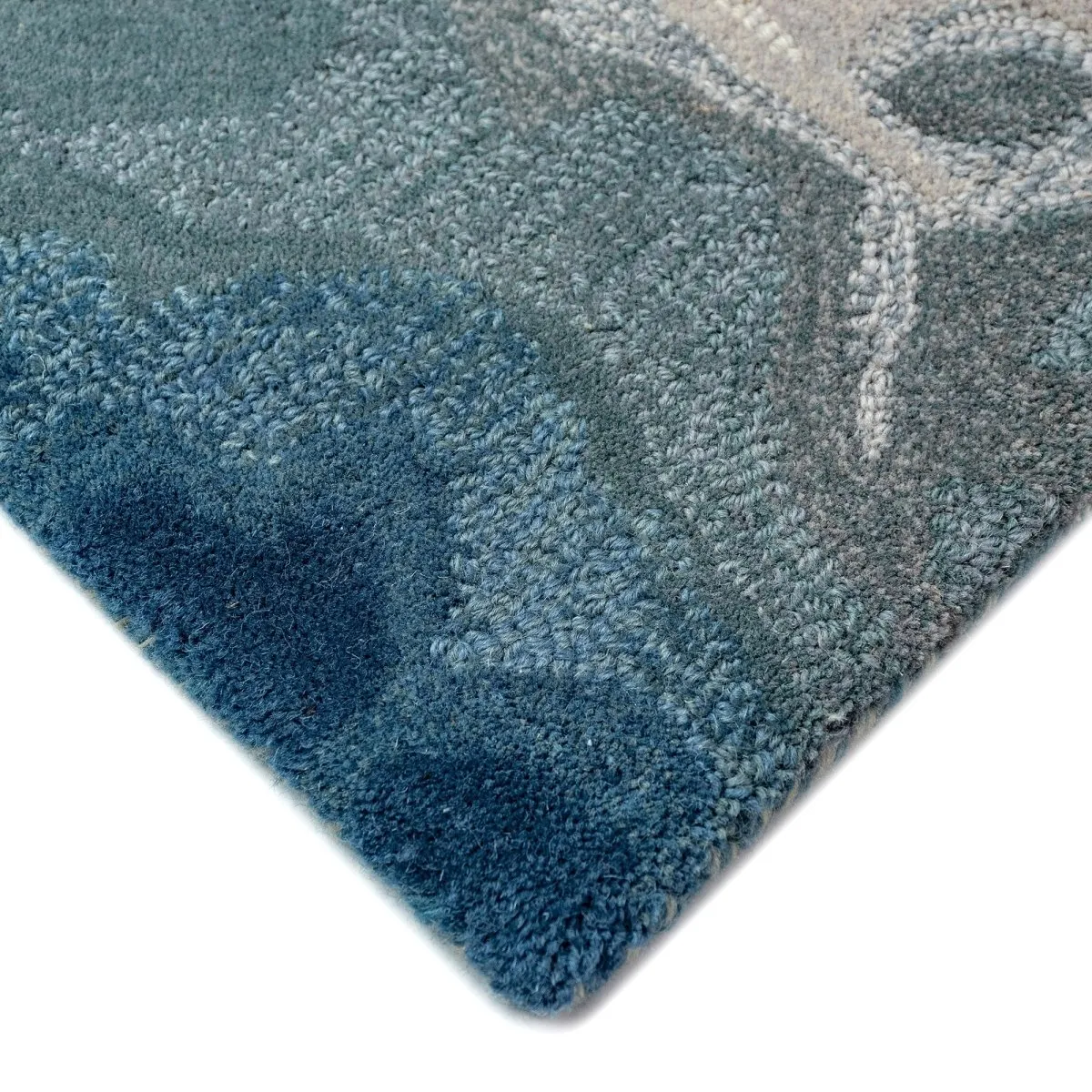 Trans-Ocean CORSICA Indoor Hand Tufted Wool Plush Areaa Rug  - Blue