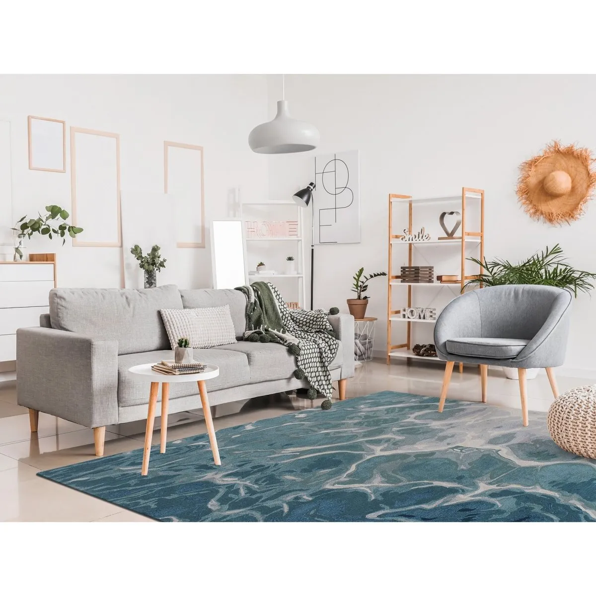 Trans-Ocean CORSICA Indoor Hand Tufted Wool Plush Areaa Rug  - Blue