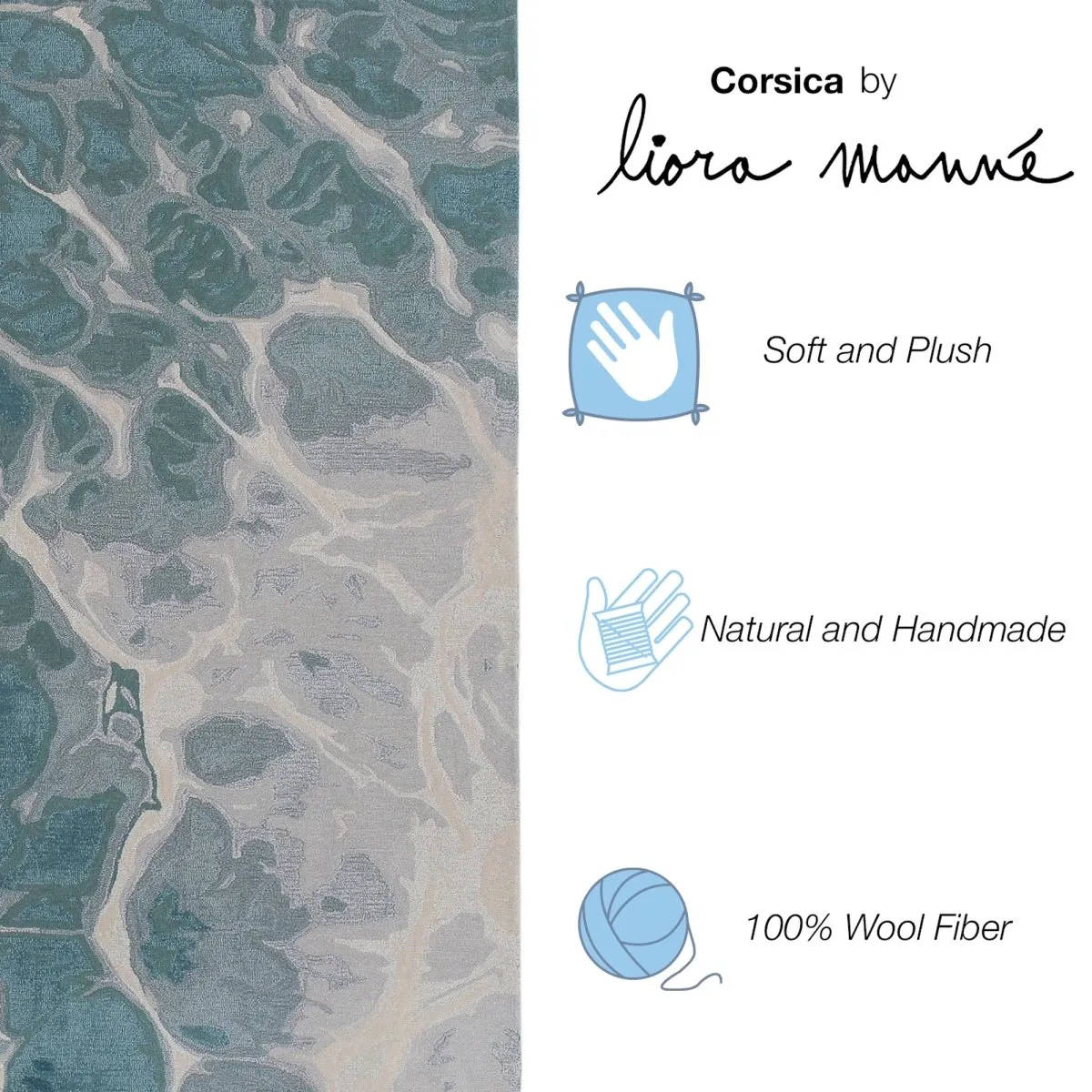 Trans-Ocean CORSICA Indoor Hand Tufted Wool Plush Areaa Rug  - Blue