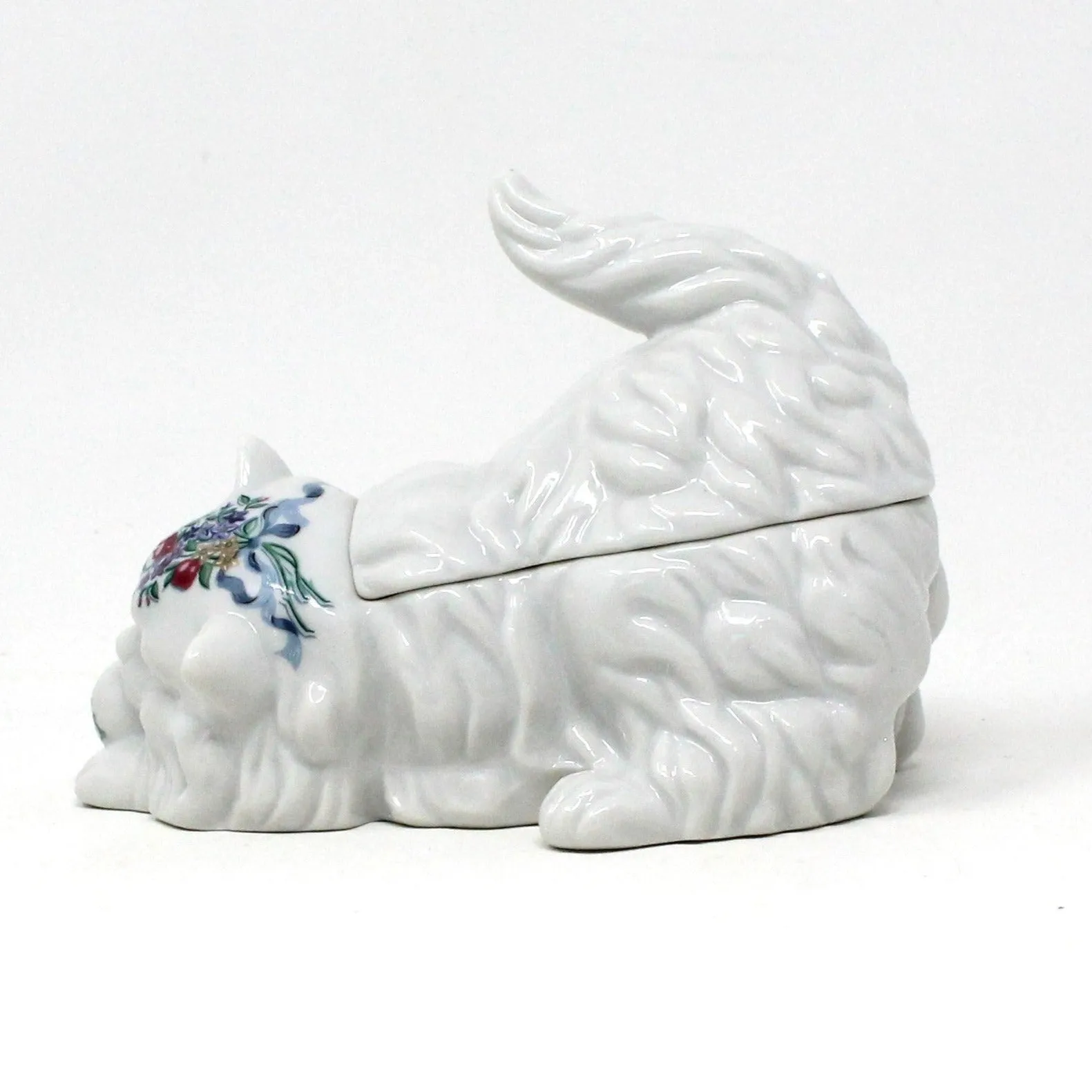 Trinket Box, Elizabeth Arden, Figural White Cat / Kitten, Southern Heirlooms, Vintage
