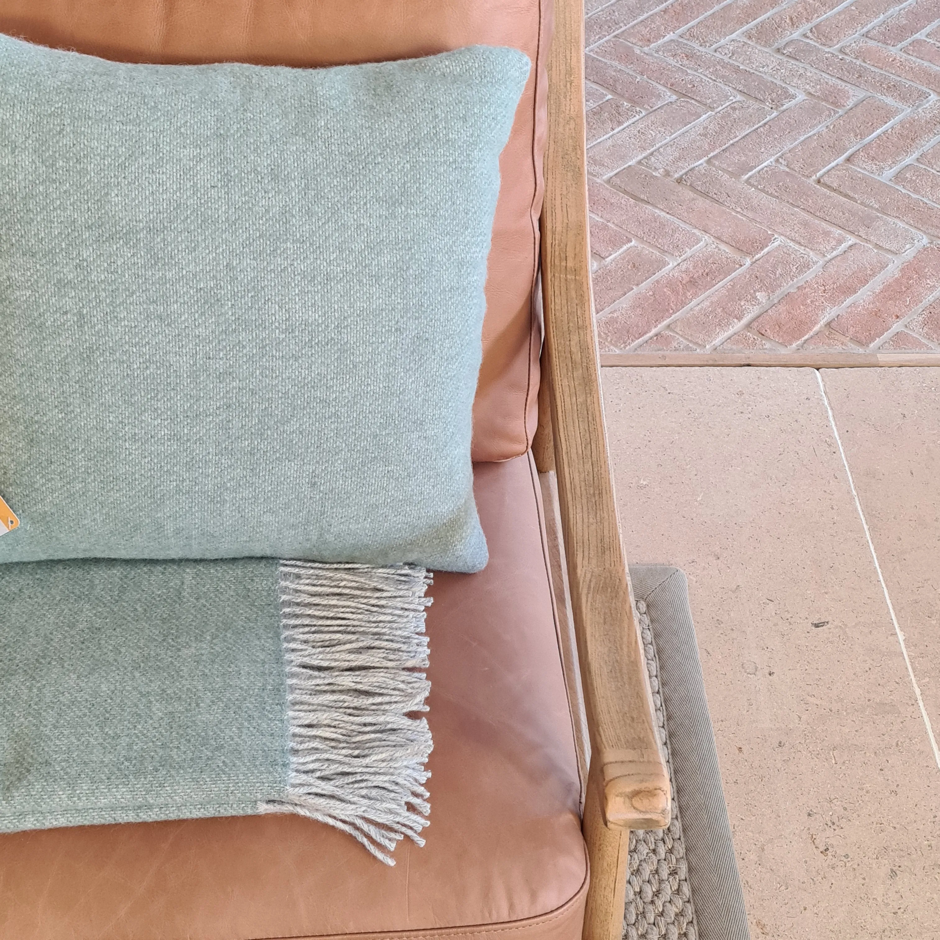 Tweedmill Dartmoor Wool Cushion - Ice Green