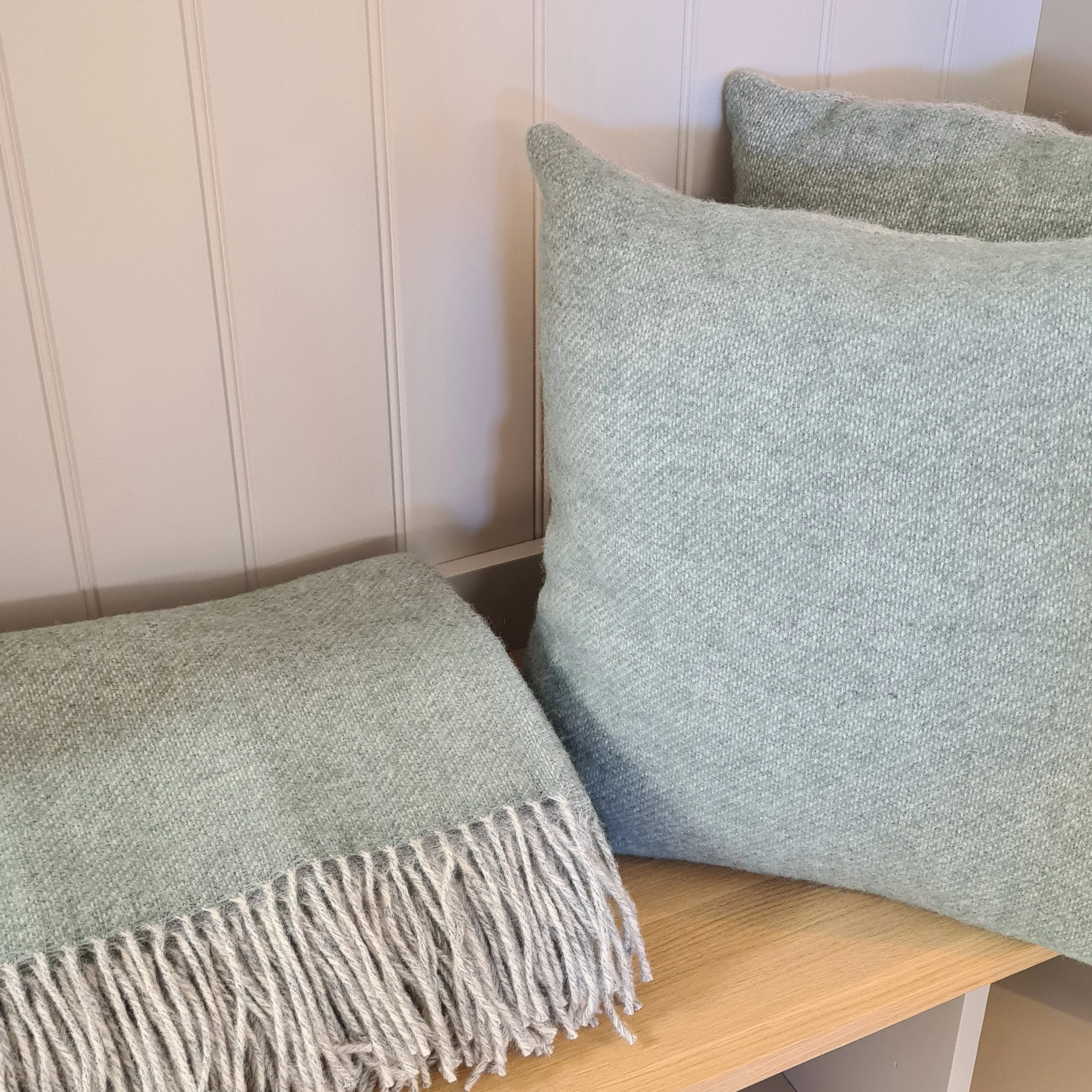 Tweedmill Dartmoor Wool Cushion - Ice Green