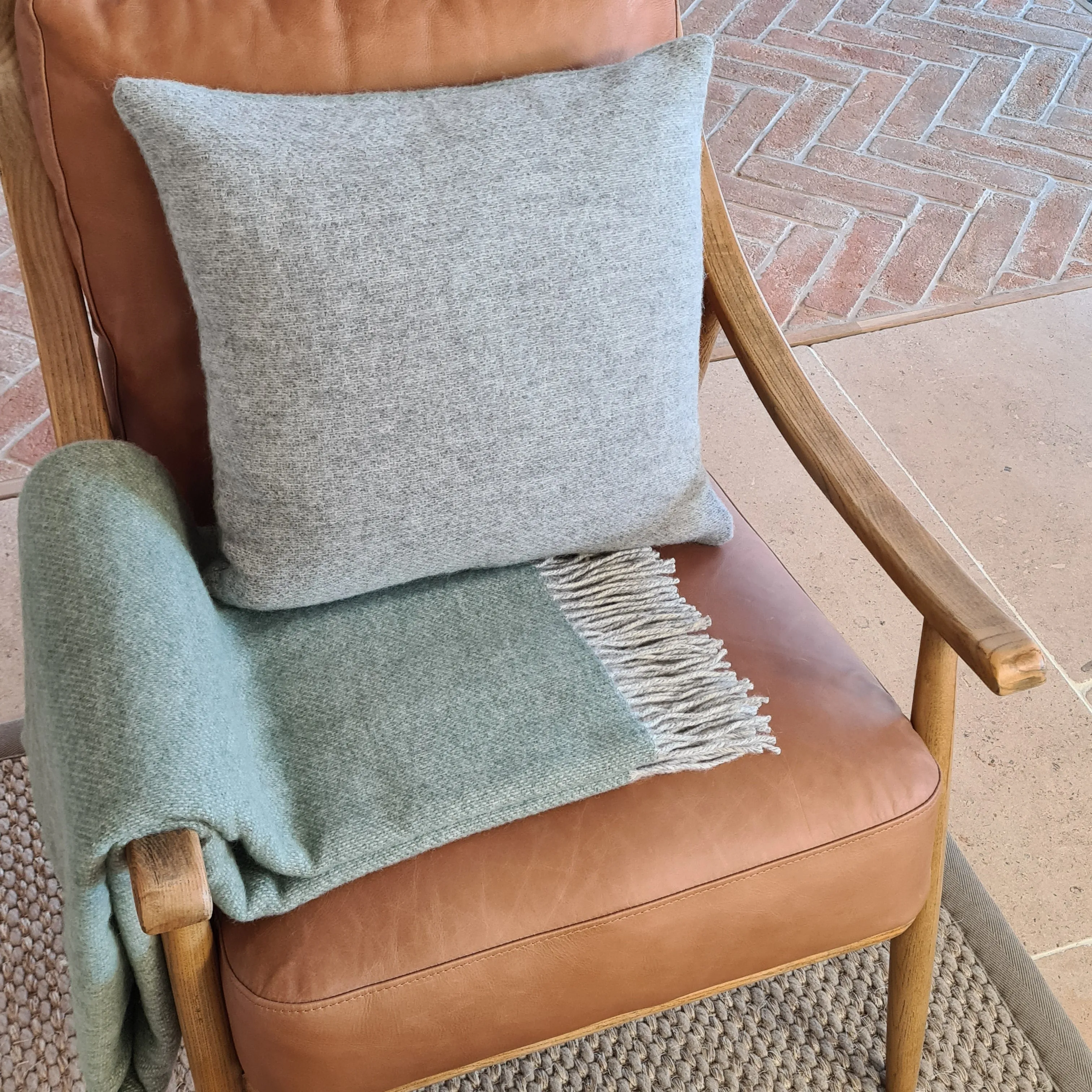 Tweedmill Dartmoor Wool Cushion - Ice Green