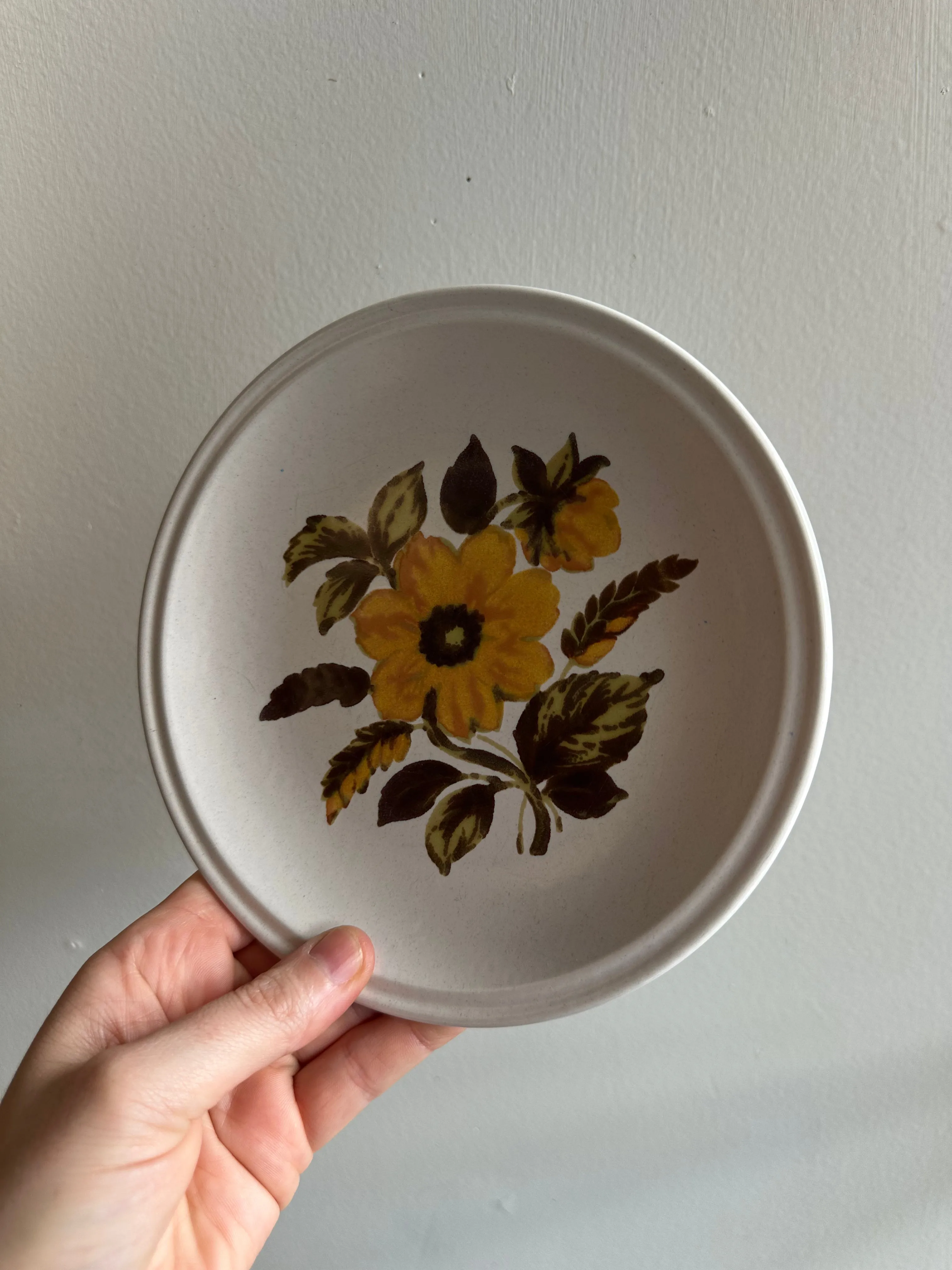 Vintage 70s Brown Orange Floral Dessert Plates - Set of 6