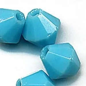 Vintage German Aqua Bicones. 7mm. Pkg of 5. b11-bl-0649