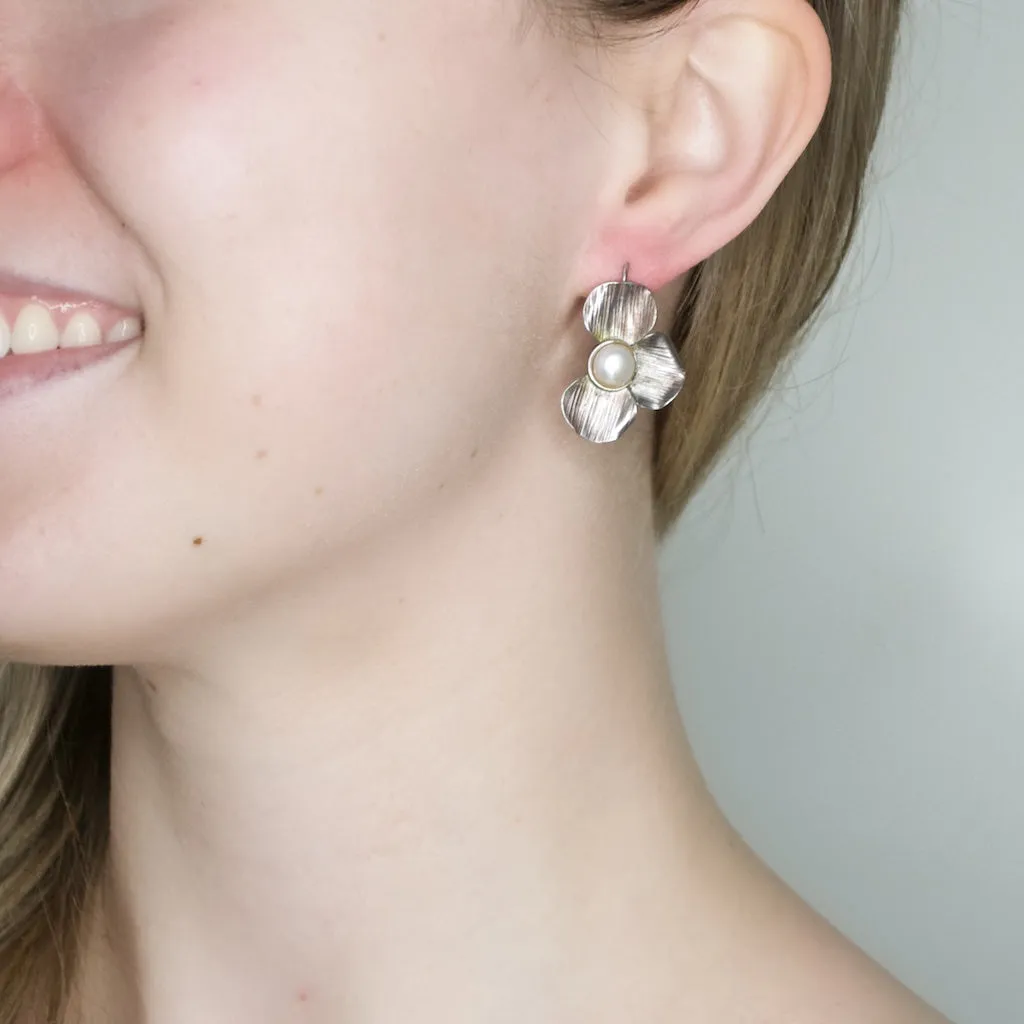 Violeta Silver and Pearl Drop Pendant Earrings