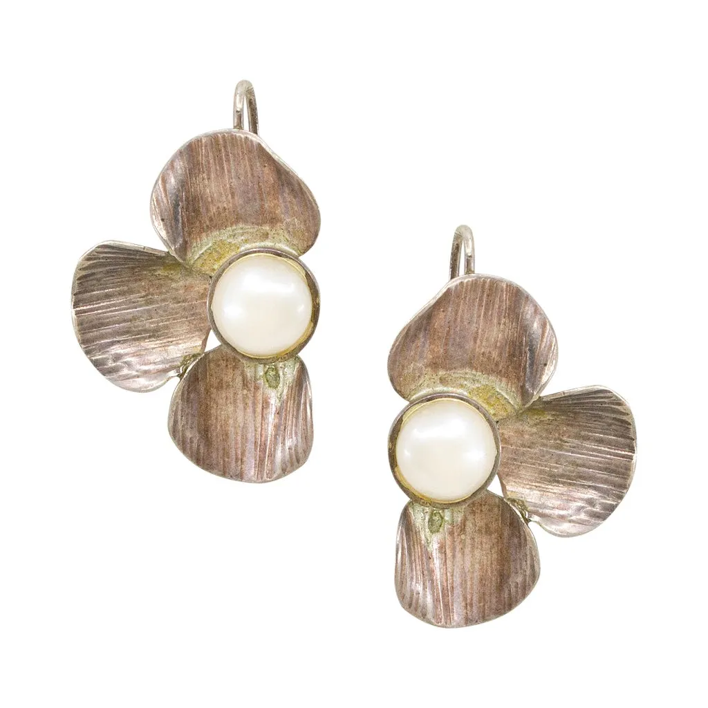 Violeta Silver and Pearl Drop Pendant Earrings