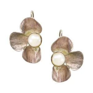 Violeta Silver and Pearl Drop Pendant Earrings
