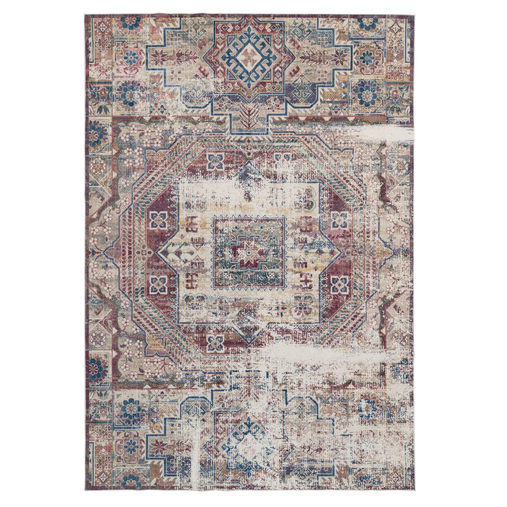 Washable Rustic Oriental Distressed Rug - Eliza