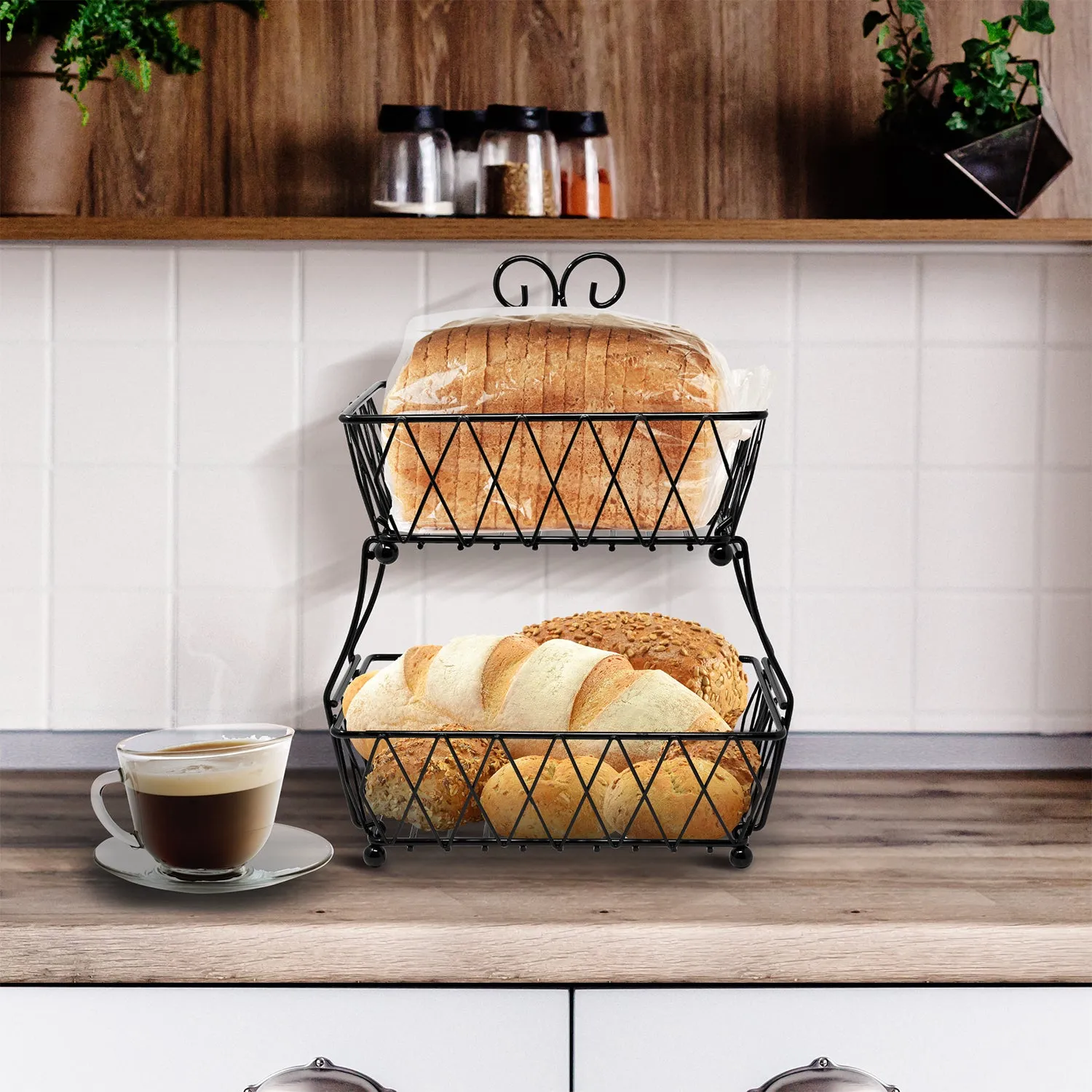 Wire Breadbasket Stand (2 Tier)