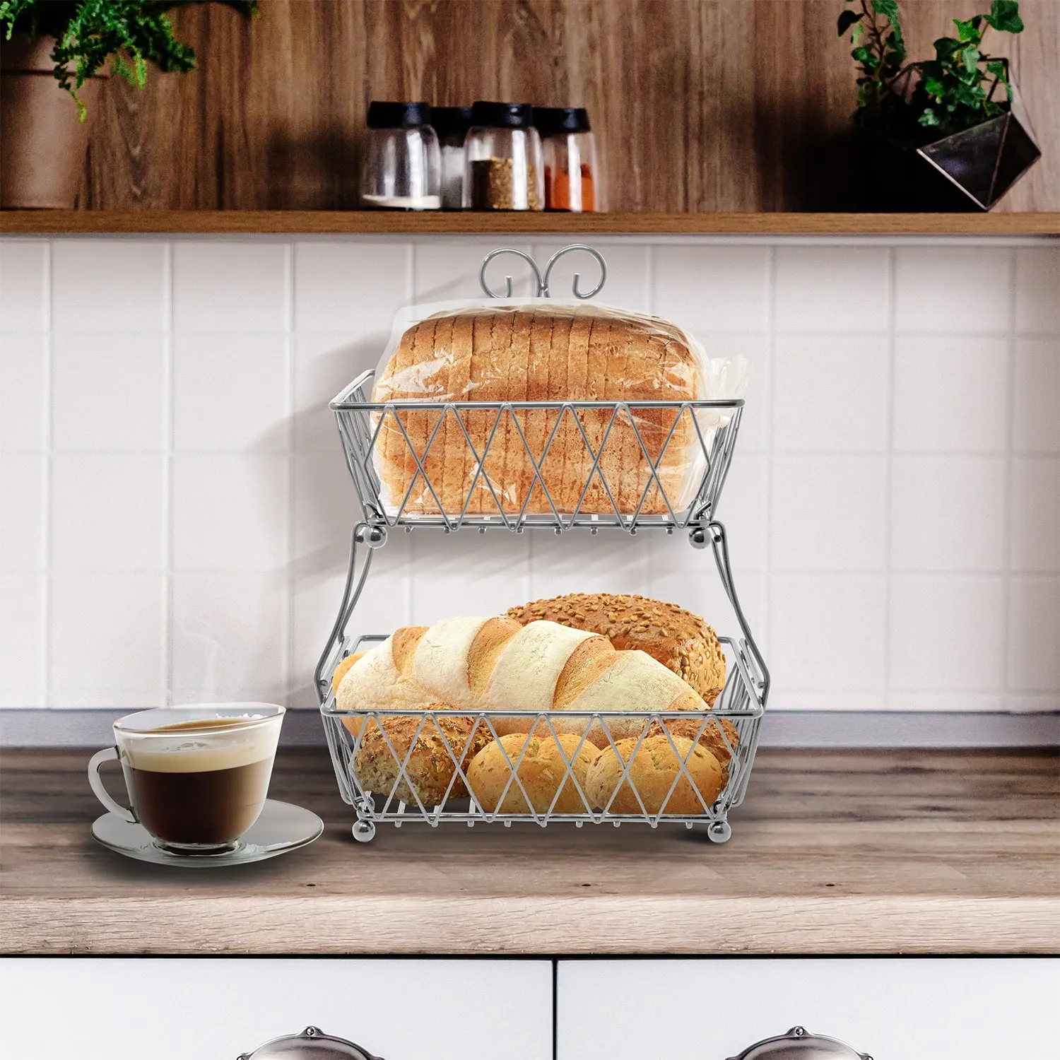 Wire Breadbasket Stand (2 Tier)