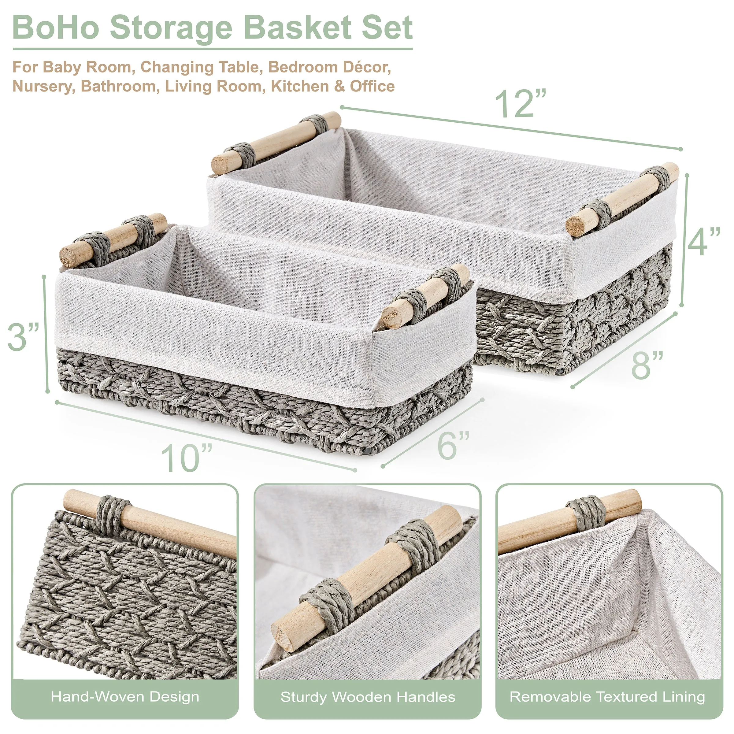Woven Boho Decor Baskets (Set of 2)