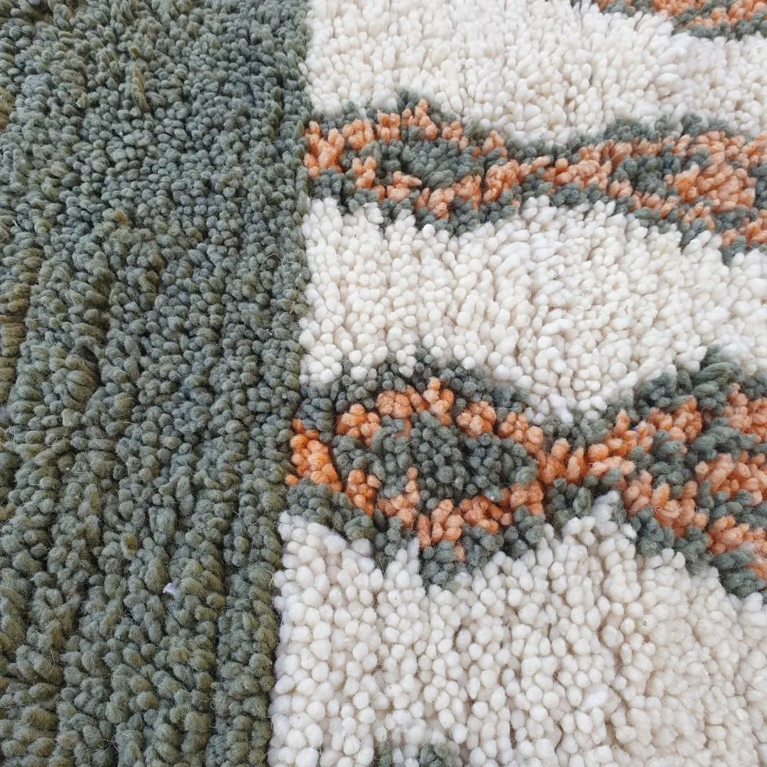 Zaita | Olive Green Moroccan Rug 6x9 Beni Ourain Ultra Soft | Handmade Berber Wool Carpet | 6'50x9'64 Ft | 198x294 cm