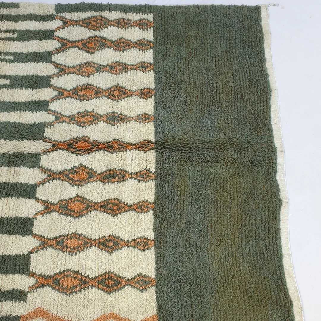 Zaita | Olive Green Moroccan Rug 6x9 Beni Ourain Ultra Soft | Handmade Berber Wool Carpet | 6'50x9'64 Ft | 198x294 cm